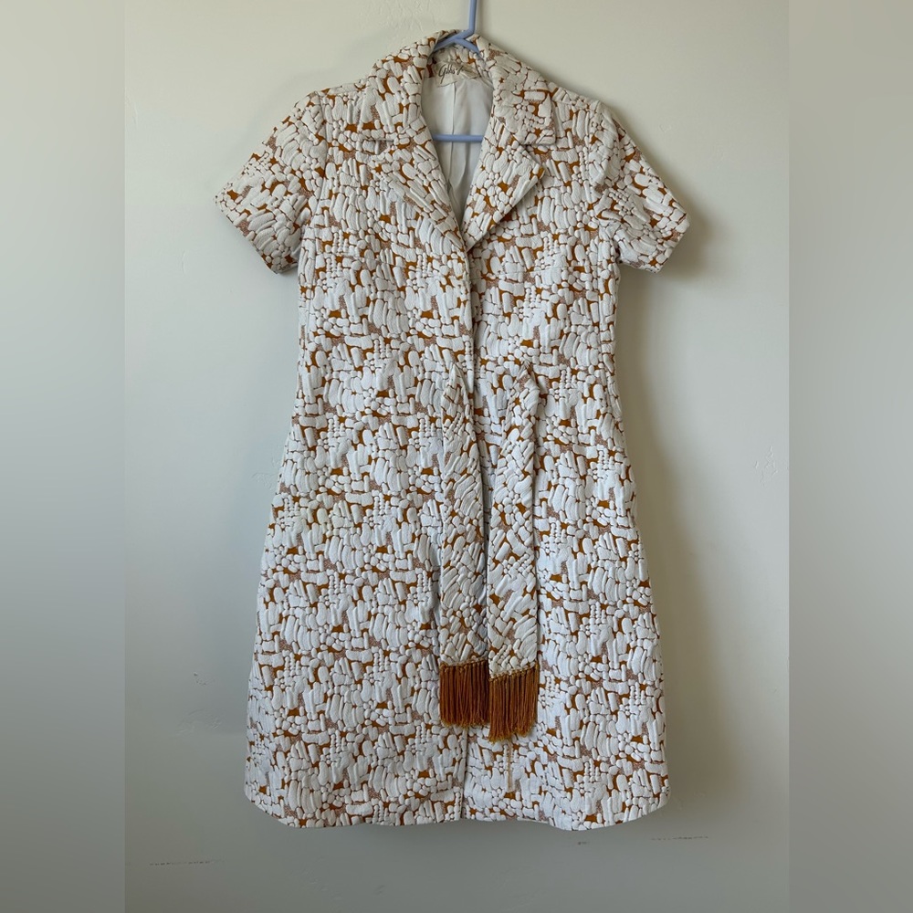 Elegant White and Orange Midi Dress